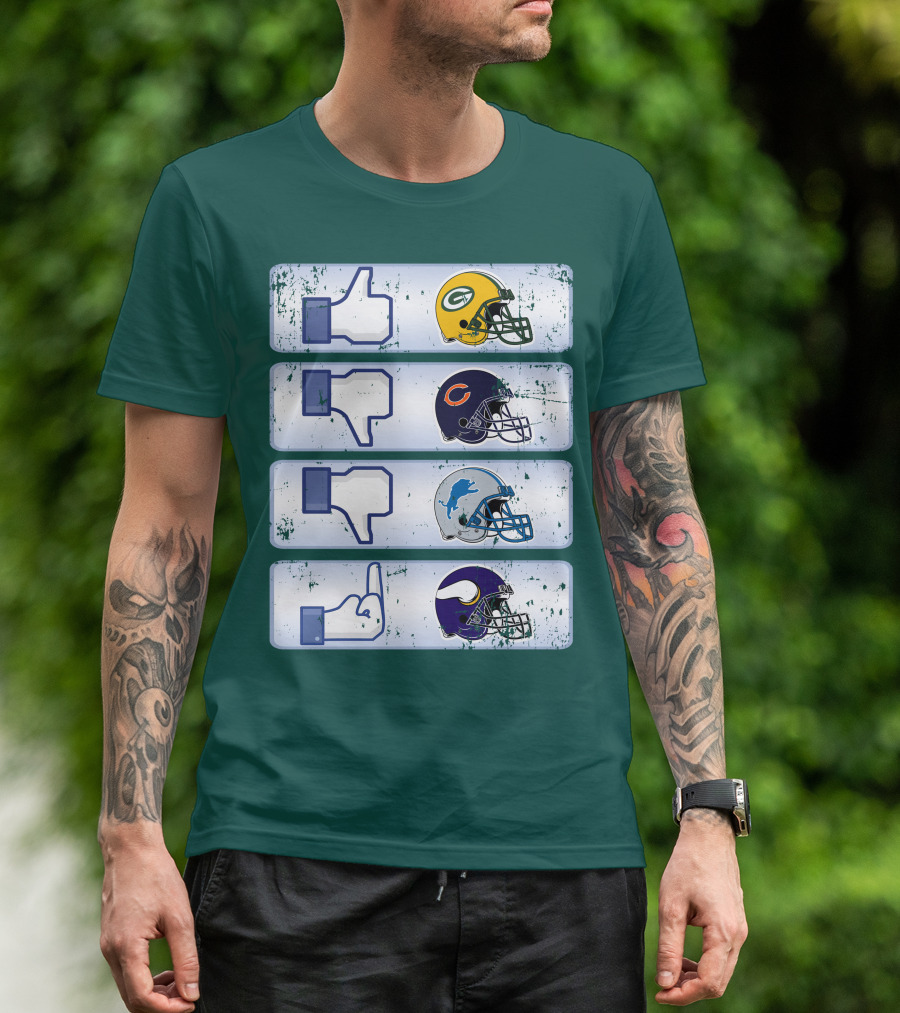 Green Bay Packers Chicago Bears Detroit Lions Minnesota Vikings Nfl Rivalry Icons T-Shirt