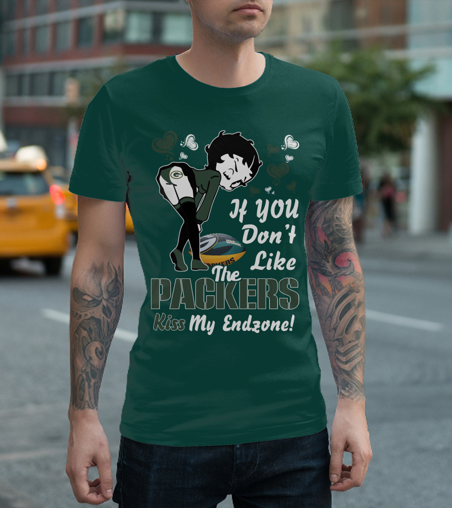 If You Don't Like The Packers Kiss My Endzone Betty Boop Packers Football T-Shirt