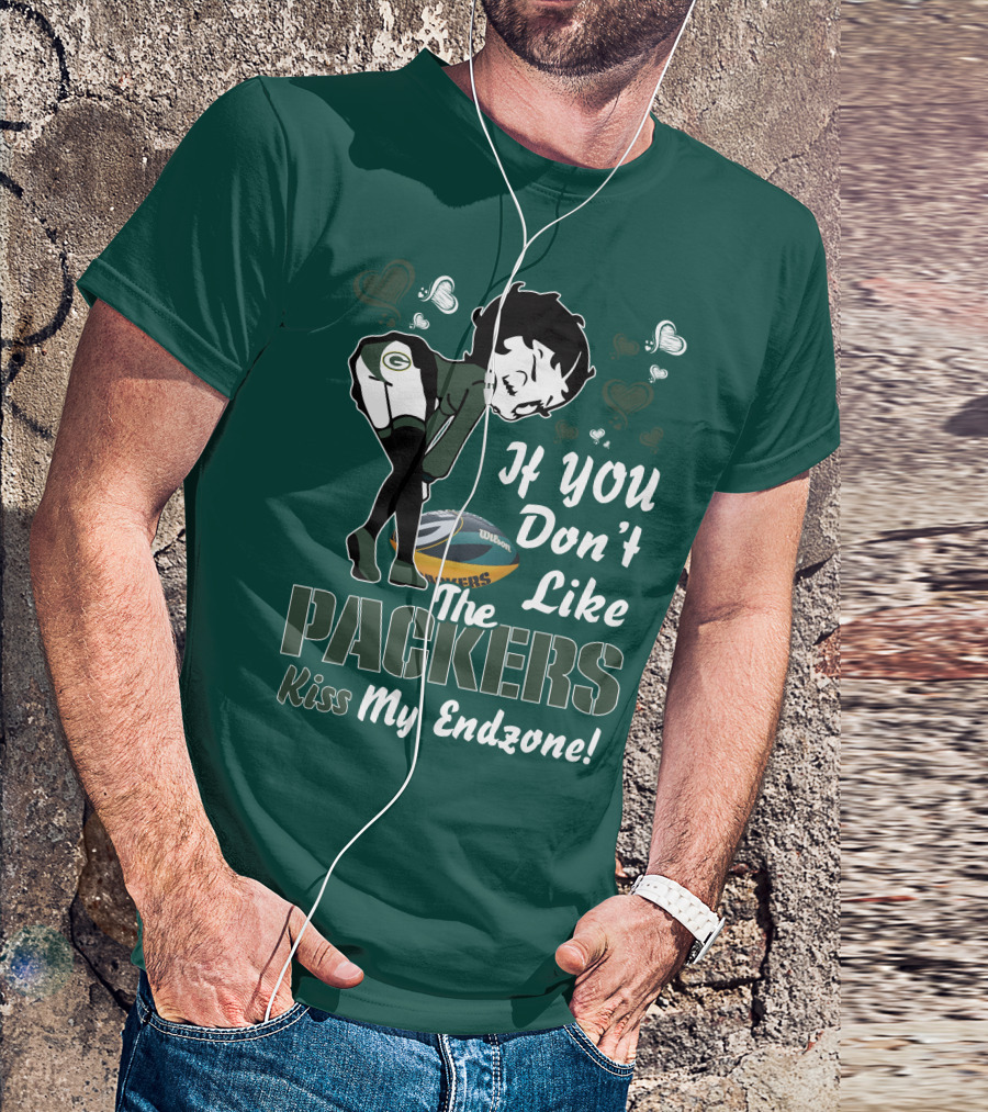 If You Don't Like The Packers Kiss My Endzone Betty Boop Packers Football T-Shirt