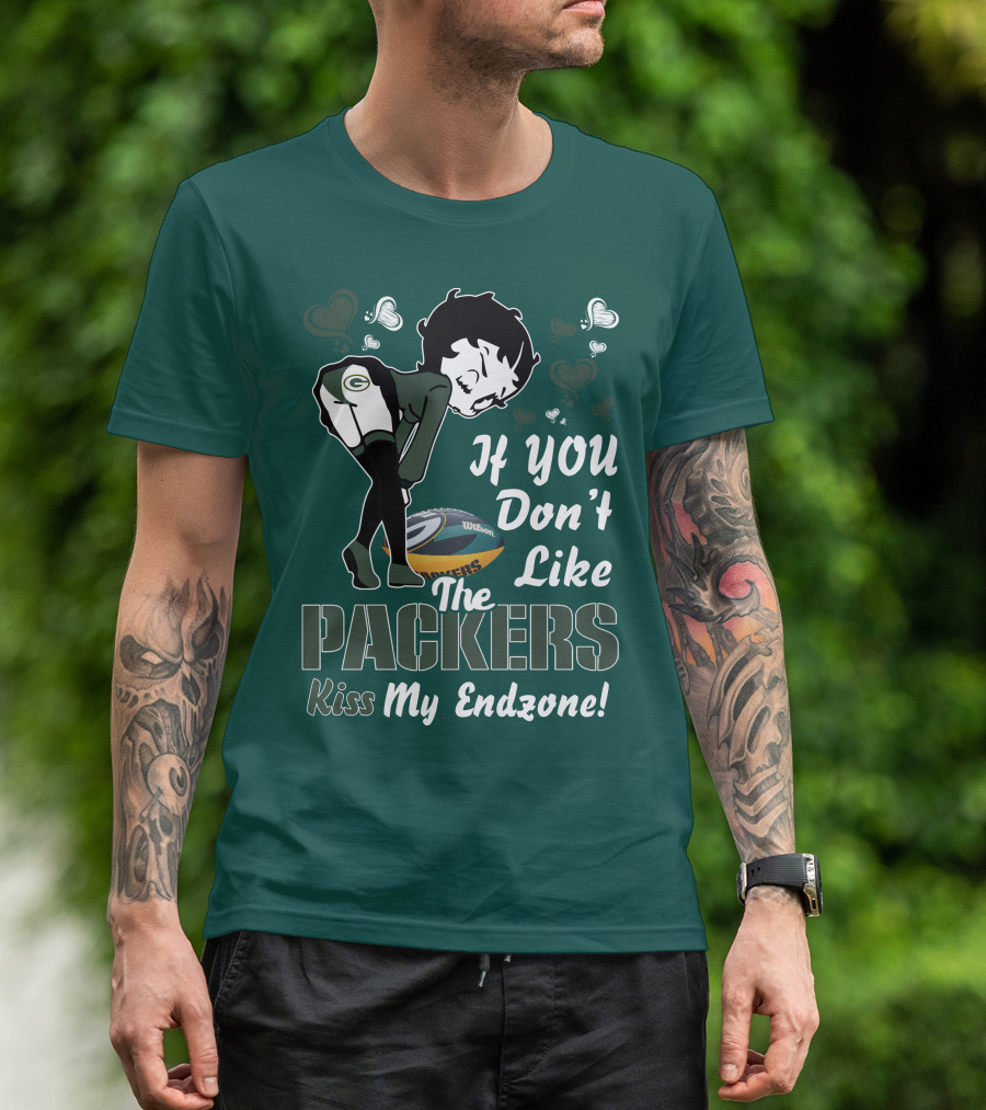 If You Don't Like The Packers Kiss My Endzone Betty Boop Packers Football T-Shirt