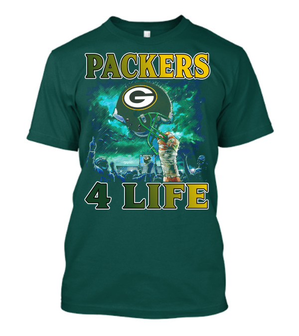 Packers 4 Life Green Bay Victory Helmet Celebration T-Shirt
