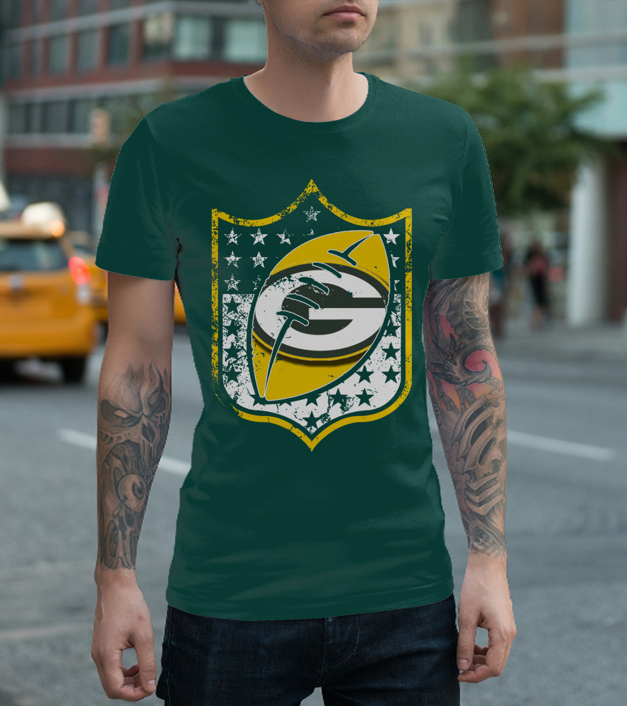 Green Bay Packers 33 Vintage Shield Football T-Shirt