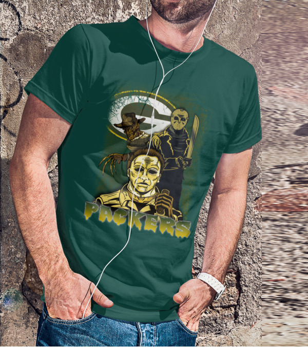 Green Bay Packers Horror Icons Mashup Freddy Jason Michael Myers T-Shirt