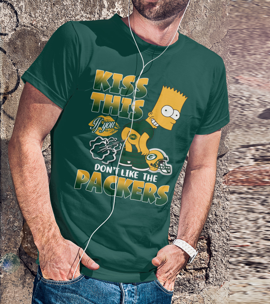 Green Bay Packers Kiss This Bart Simpson Don't Like The Packers T-Shirt