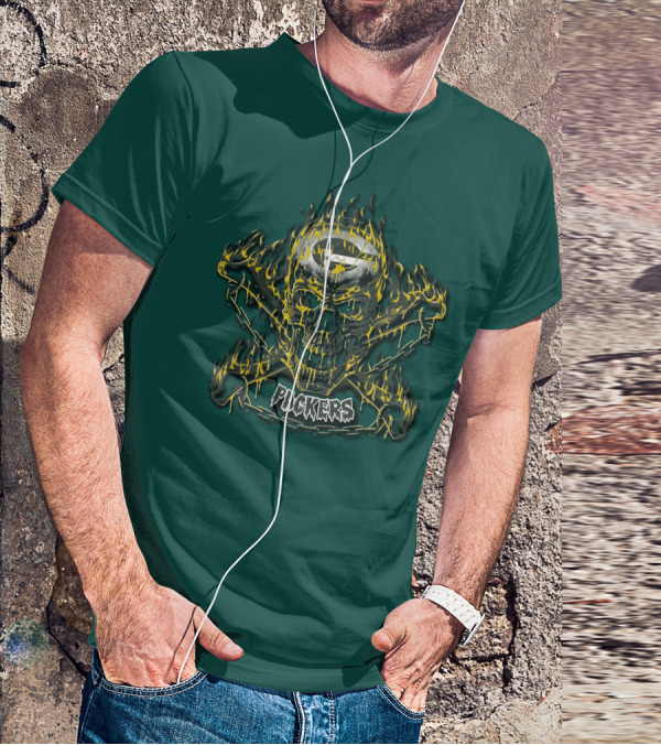 Packers Skull Flames 35 Green Bay T-Shirt