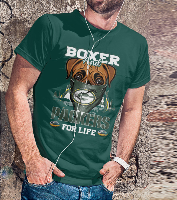 Boxer And Packers For Life Green Bay Packers T-Shirt
