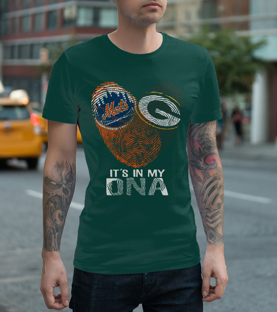 Green Bay Packers New York Mets It's In My Dna T-Shirt
