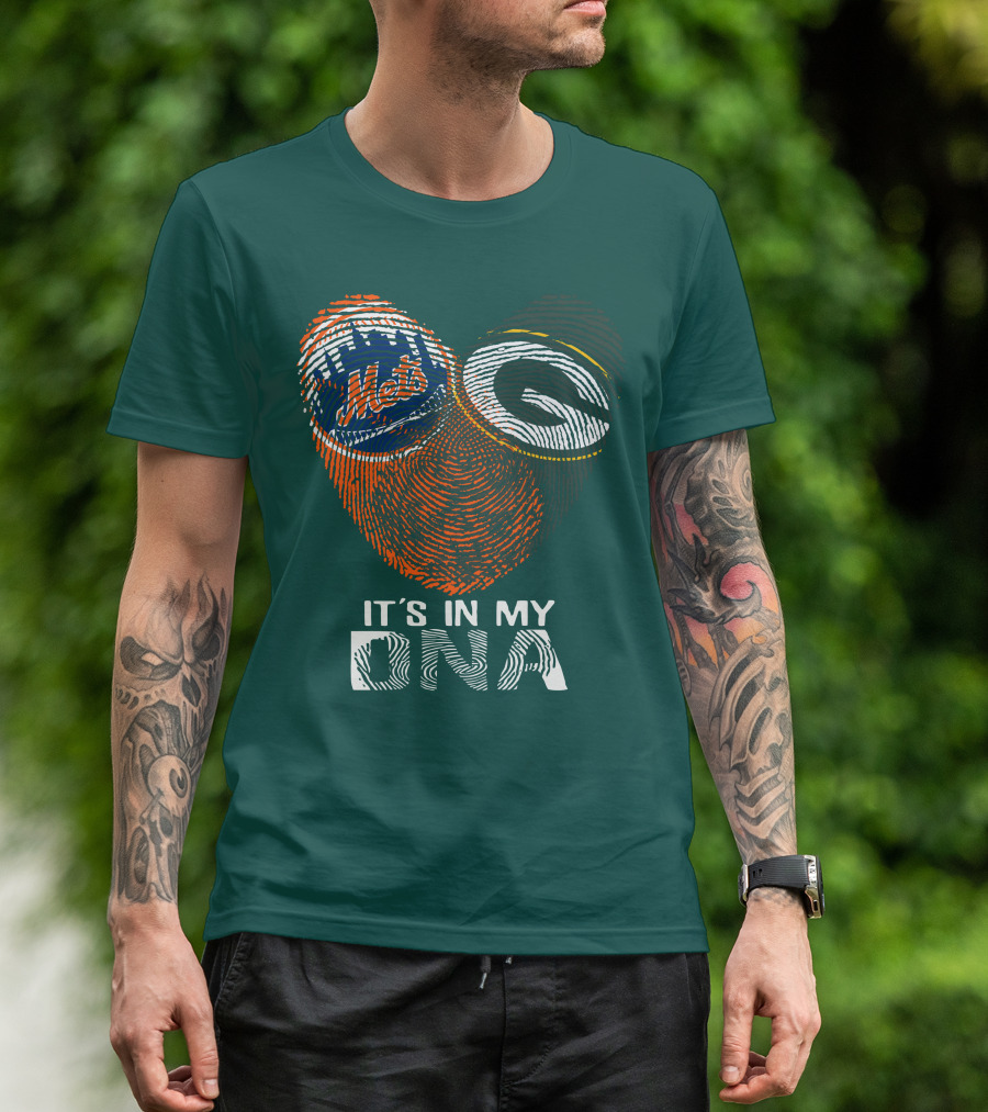Green Bay Packers New York Mets It's In My Dna T-Shirt