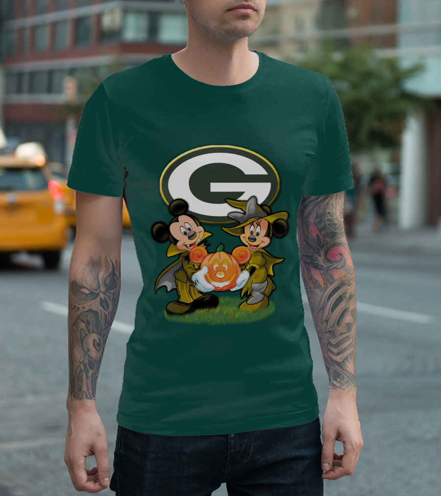 Green Bay Packers Mickey Minnie Halloween Pumpkin T-Shirt