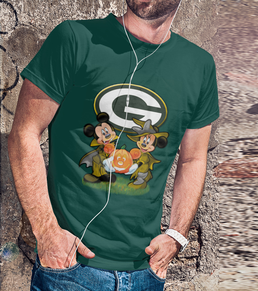 Green Bay Packers Mickey Minnie Halloween Pumpkin T-Shirt