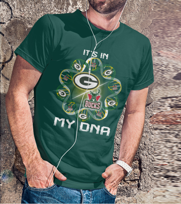 It's In My Dna Green Bay Packers Milwaukee Bucks T-Shirt