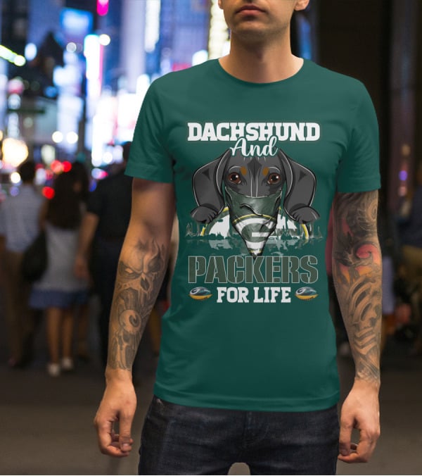 Dachshund And Packers For Life Green Bay T-Shirt