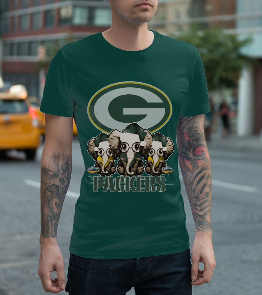 Elephant Packers Christmas Green Bay Packers T-Shirt