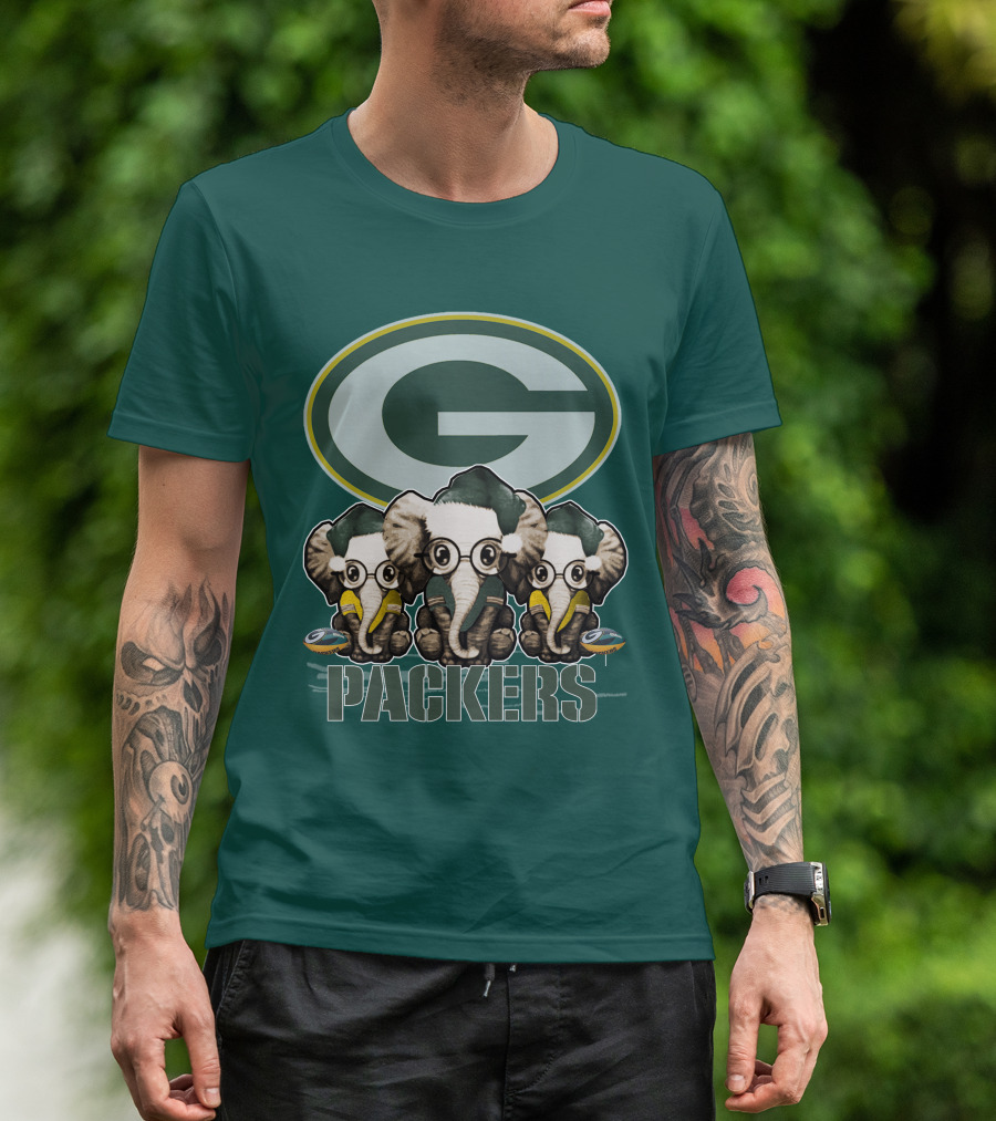 Elephant Packers Christmas Green Bay Packers T-Shirt