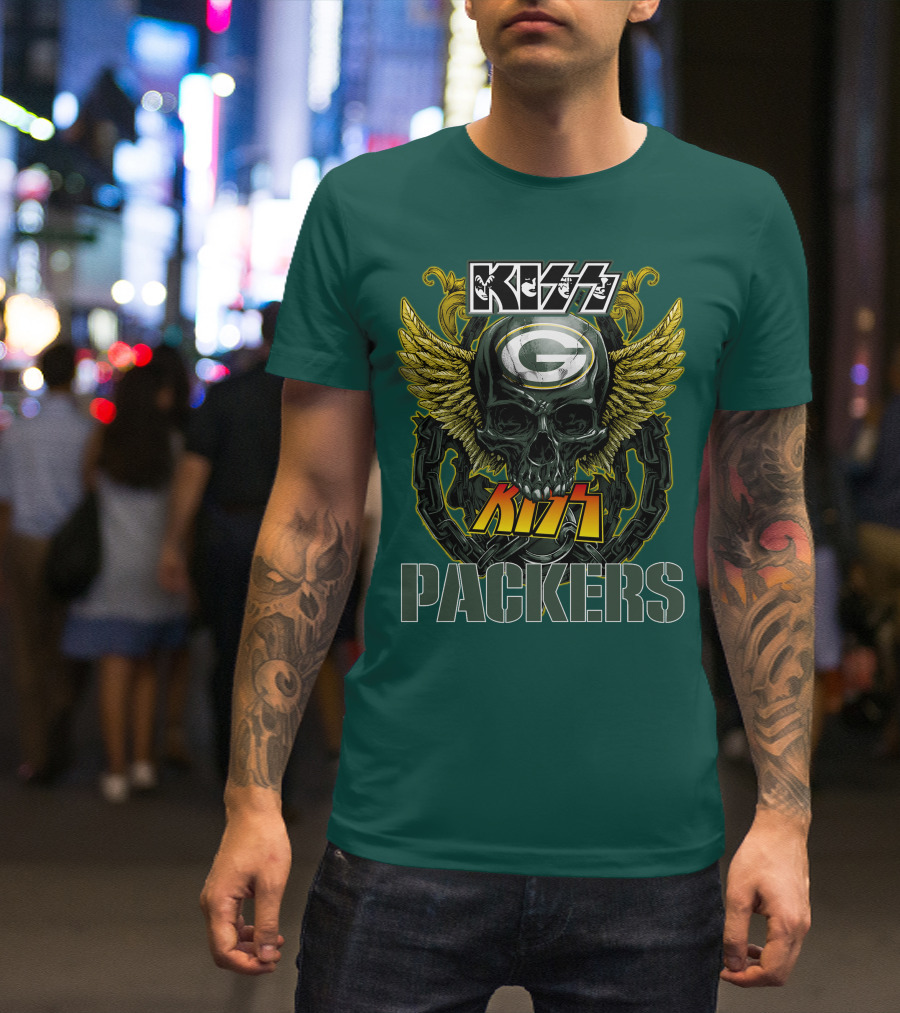 KISS Green Bay Packers Skull Wings T-Shirt