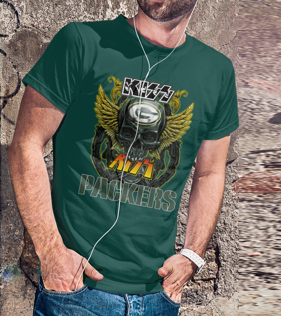 KISS Green Bay Packers Skull Wings T-Shirt