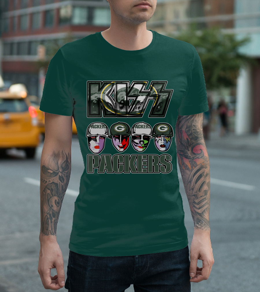 Kiss Packers Green Bay Fan Faces T-Shirt