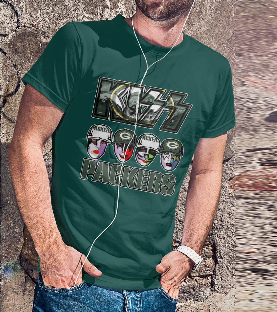 Kiss Packers Green Bay Fan Faces T-Shirt