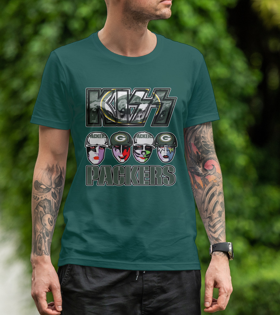 Kiss Packers Green Bay Fan Faces T-Shirt