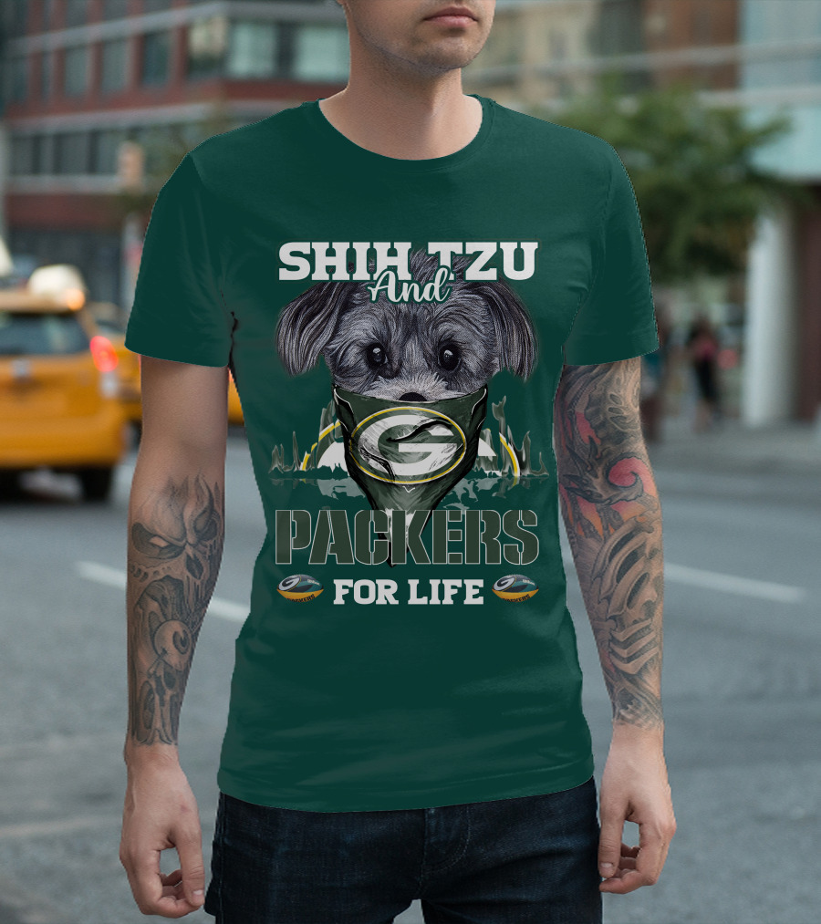 Shih Tzu And Packers For Life T-Shirt