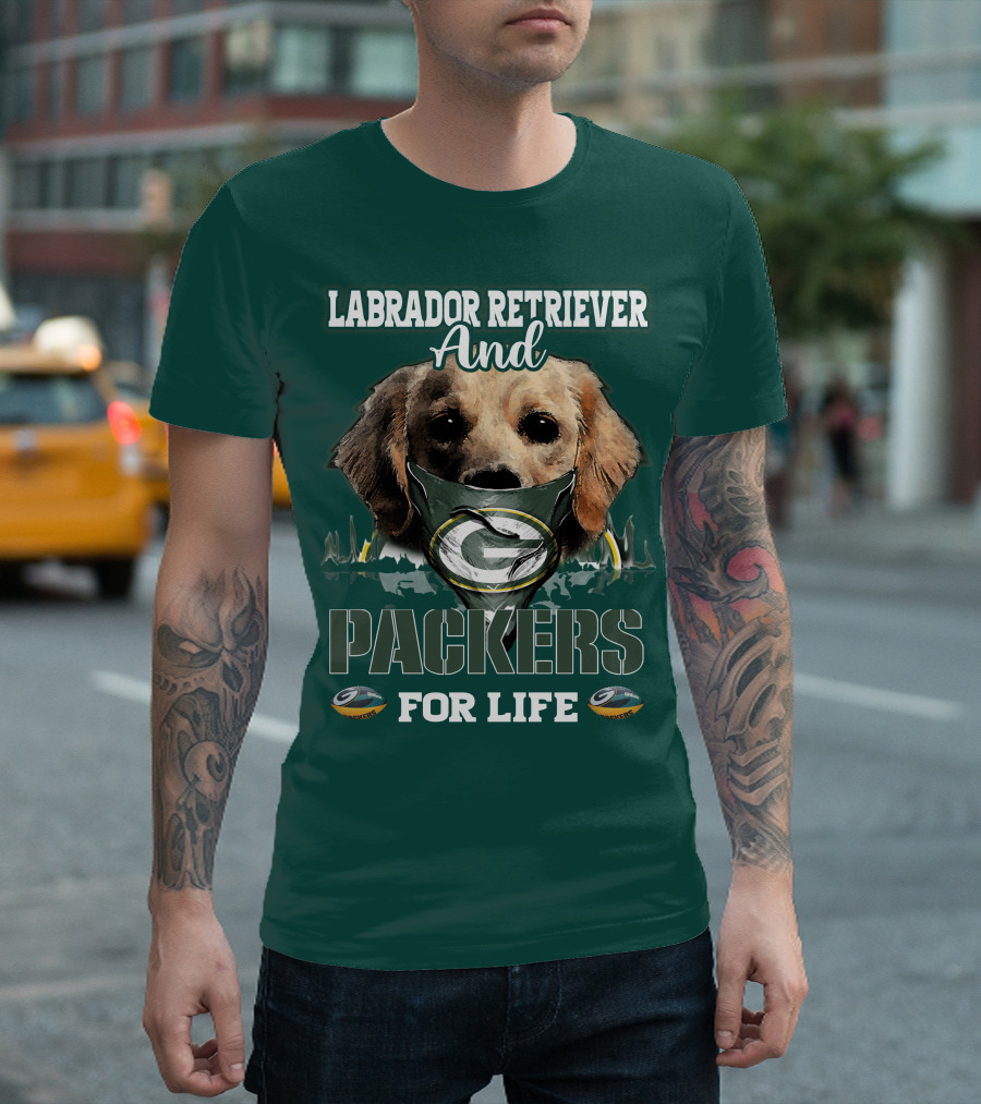 Labrador Retriever and Packers for Life Green Bay Packers T-Shirt