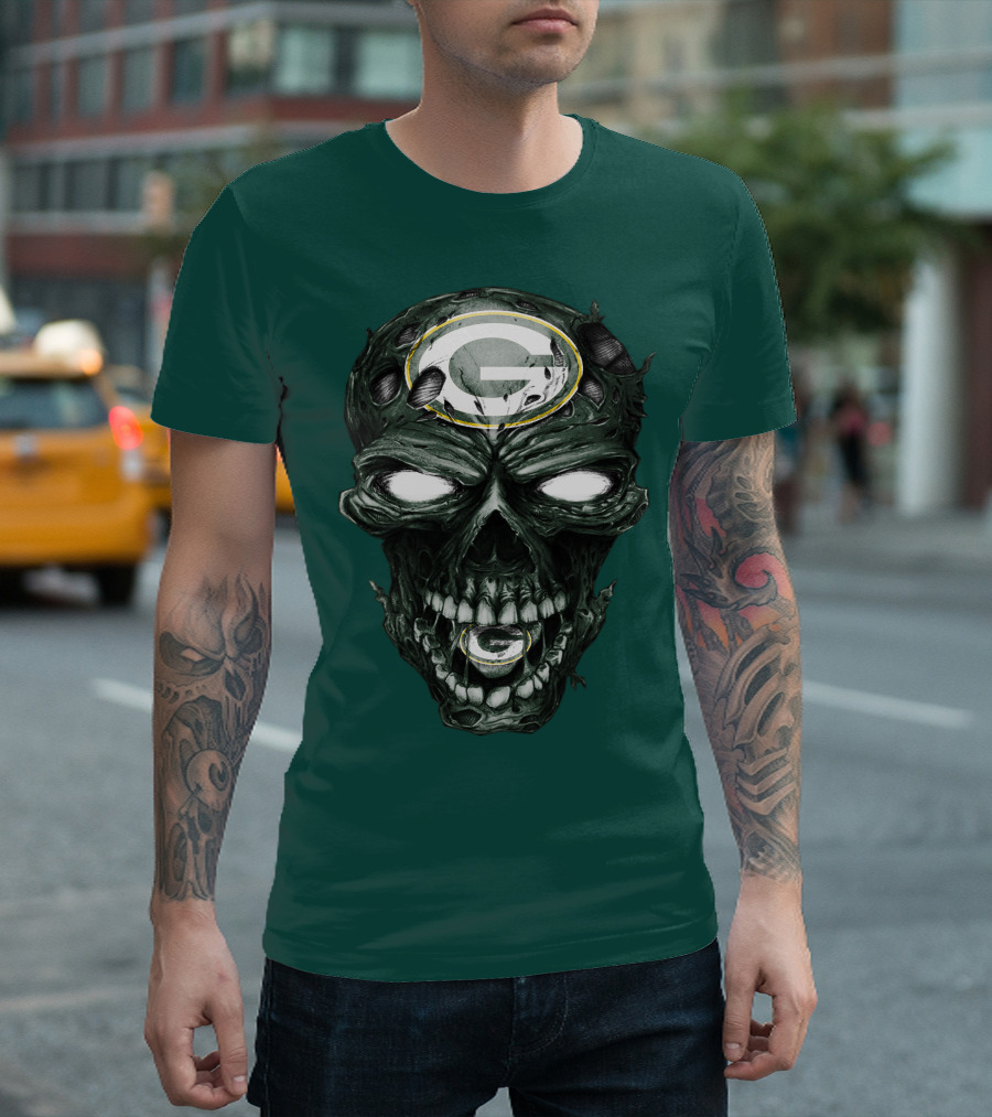 Skull Green Bay Packers G Logo Zombie Fusion T-Shirt