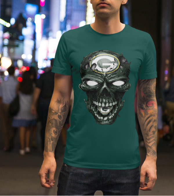 Skull Green Bay Packers G Logo Zombie Fusion T-Shirt