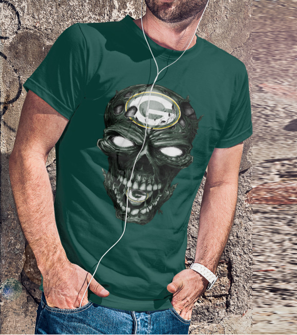 Skull Green Bay Packers G Logo Zombie Fusion T-Shirt