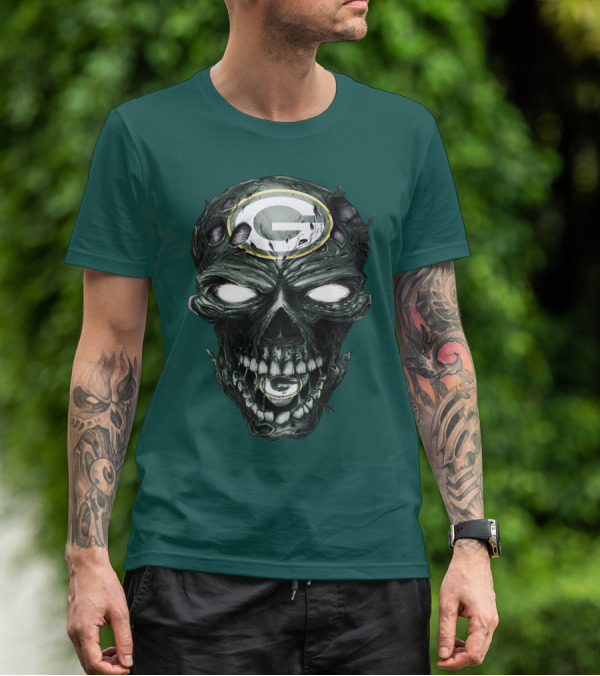 Skull Green Bay Packers G Logo Zombie Fusion T-Shirt