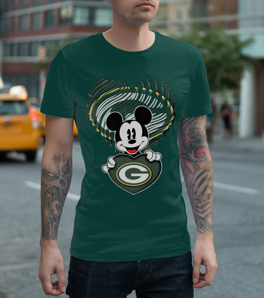 Mick Fan Embraces Green Bay Packers Heart T-Shirt