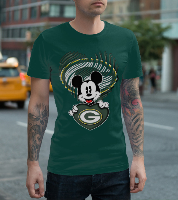 Mick Fan Embraces Green Bay Packers Heart T-Shirt