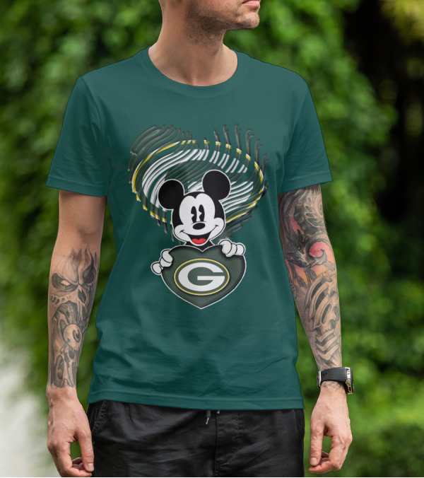 Mick Fan Embraces Green Bay Packers Heart T-Shirt