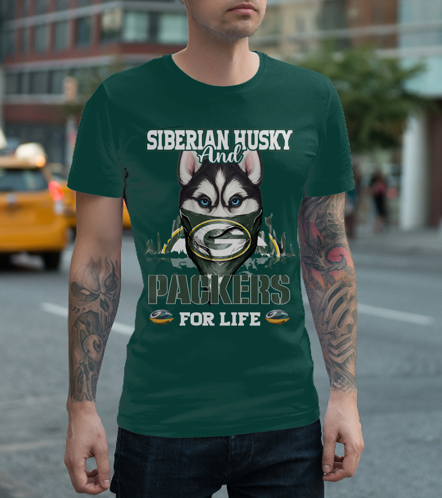 Siberian Husky And Packers For Life T-Shirt