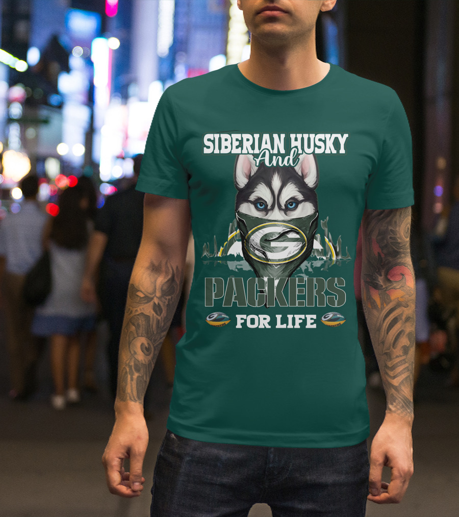 Siberian Husky And Packers For Life T-Shirt