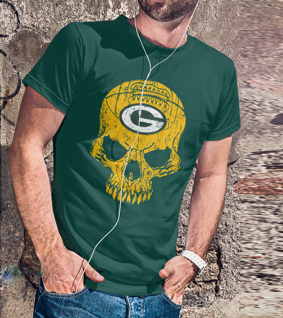 Green Bay Packers Skull Football Logo T-Shirt
