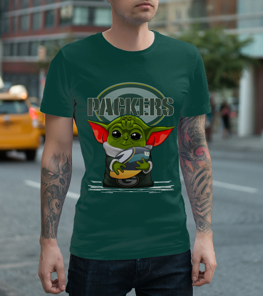 Yoda Holding Football With Green Bay Packers T-Shirt