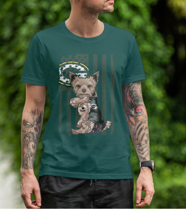 Yorkshire Terrier I Love Mom Green Bay Packers Fan T-Shirt