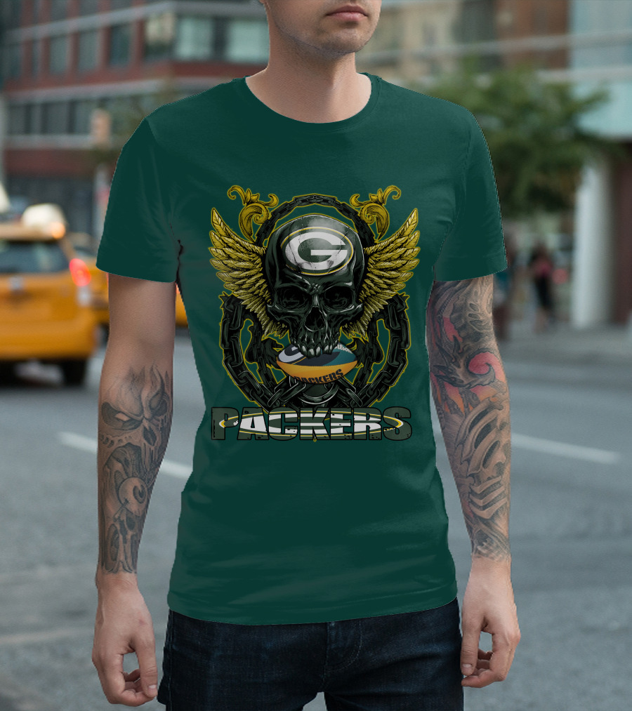 Packers Skull Green Bay Football Wings T-Shirt