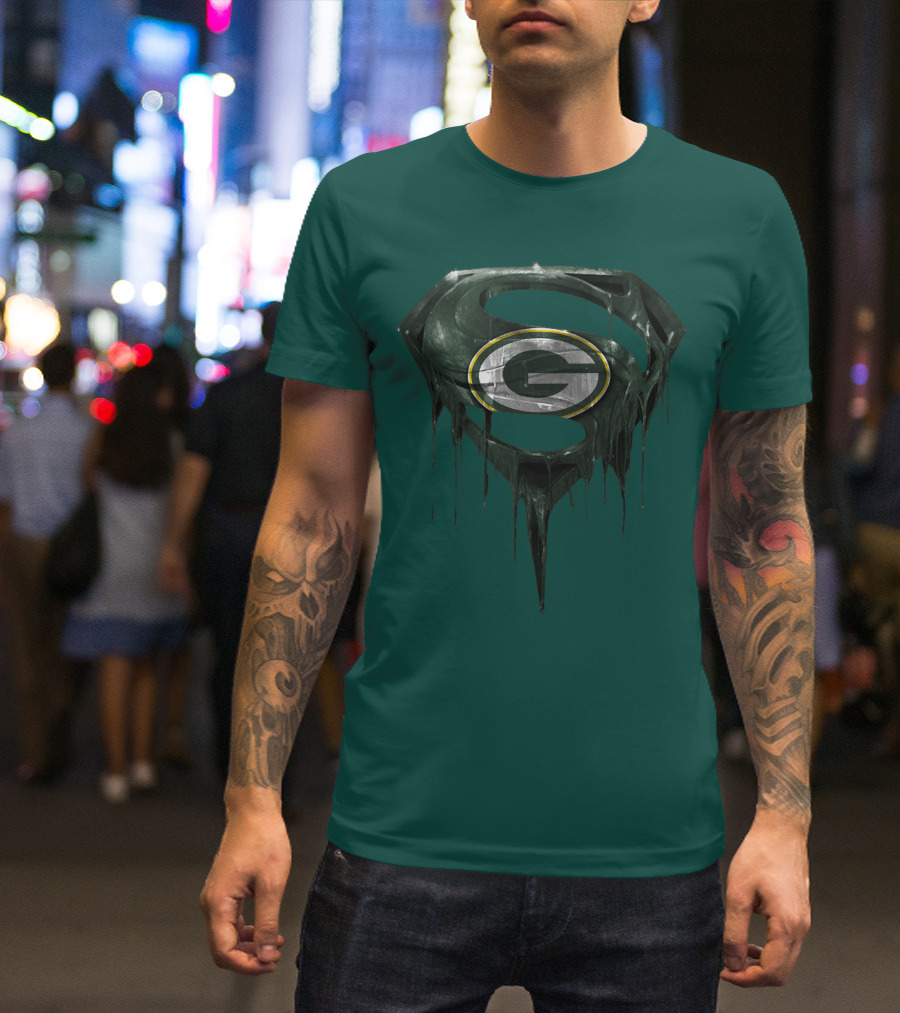 Spm Superman Green Bay Packers Logo Fusion T-Shirt