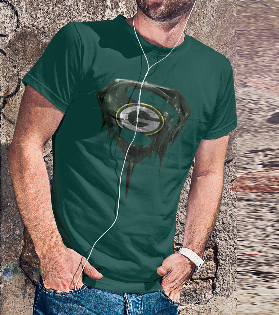 Spm Superman Green Bay Packers Logo Fusion T-Shirt