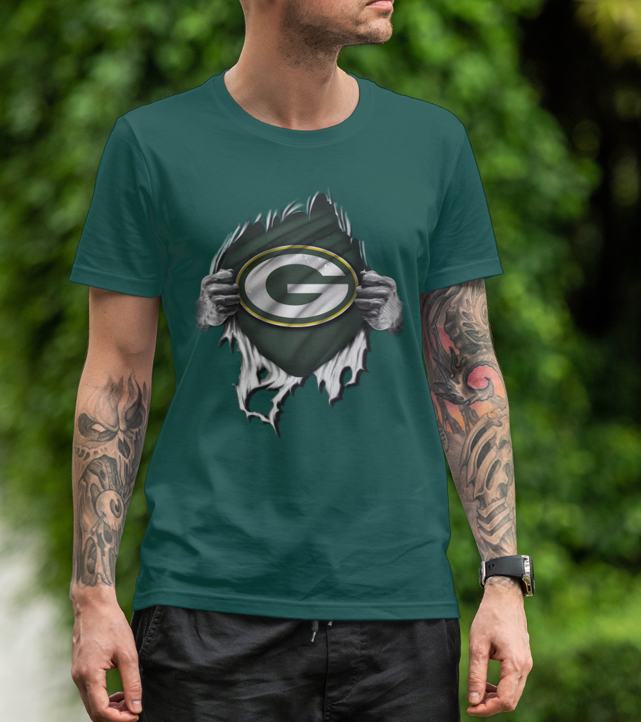 Green Bay Packers Torn Logo Superfan T-Shirt