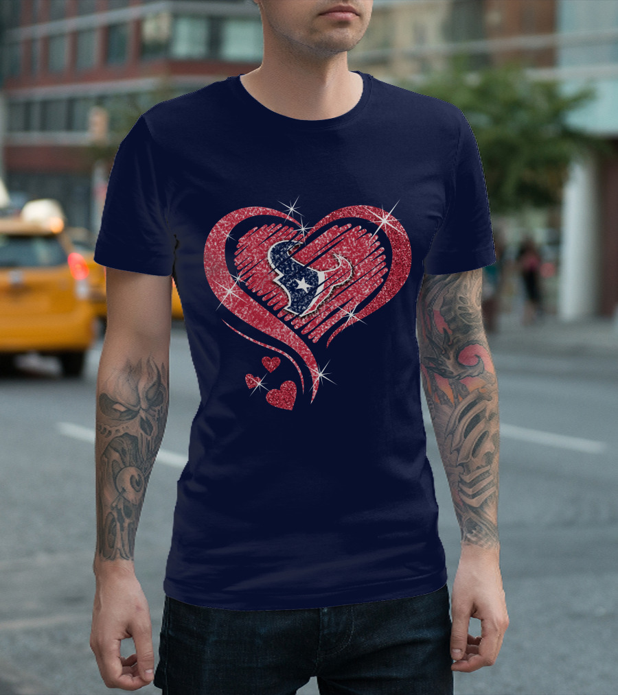 Heart Diamond Glitter Houston Texans T-Shirt