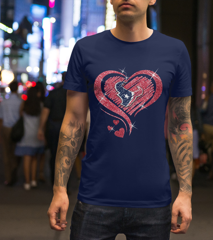 Heart Diamond Glitter Houston Texans T-Shirt