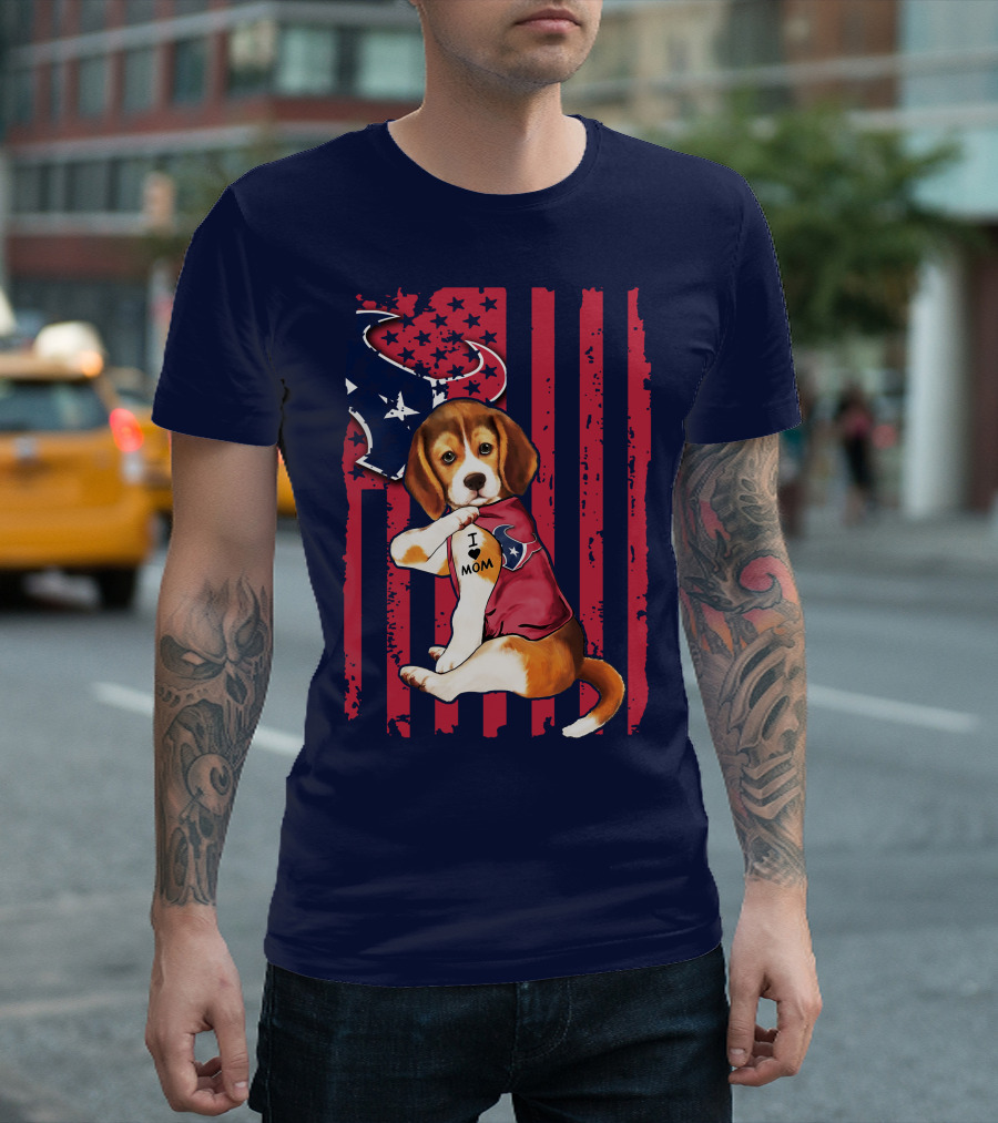 Houston Texans Beagle I Love Mom T-Shirt