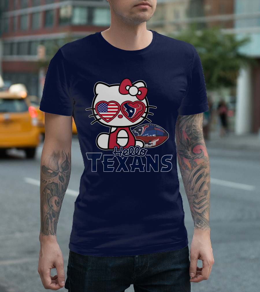 Hello Kitty Texans Football Heart USA Fan Love T-Shirt
