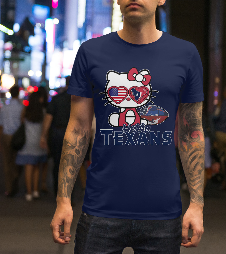 Hello Kitty Texans Football Heart USA Fan Love T-Shirt