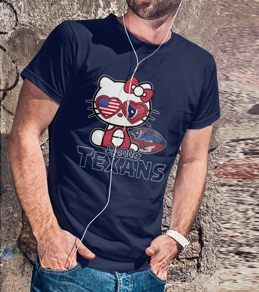 Hello Kitty Texans Football Heart USA Fan Love T-Shirt