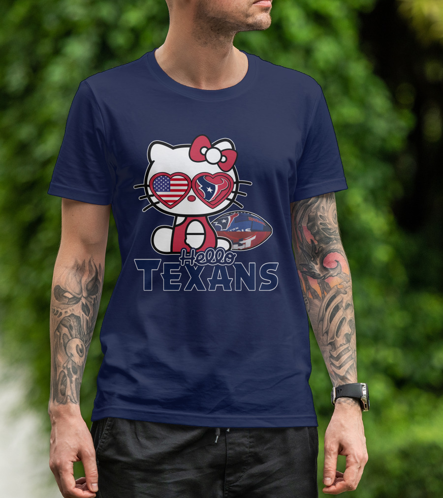 Hello Kitty Texans Football Heart USA Fan Love T-Shirt