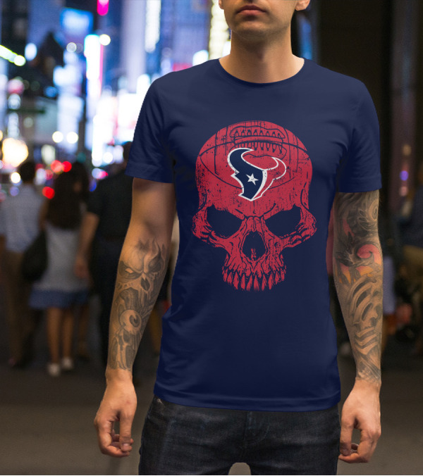 Houston Texans Skull Football Emblem 18 T-Shirt