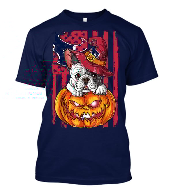 Hlw Bulldog Houston Texans Halloween Jack-o'-Lantern Witch Hat T-Shirt